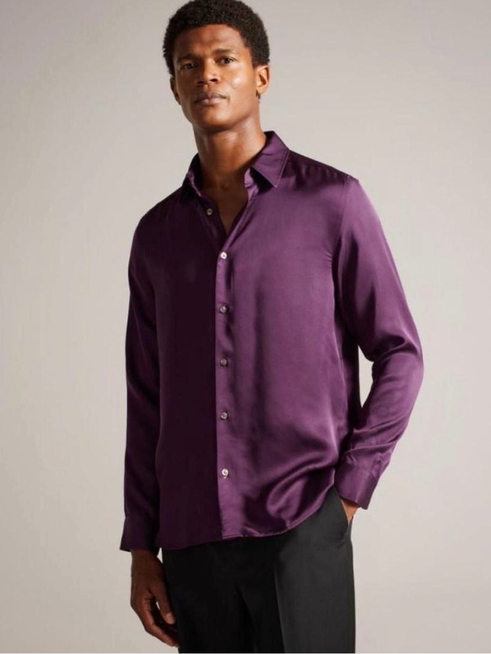 Ted Baker Men's Purple Satin Dress Shirt